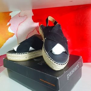Paseart Black suede espadrilles NIB